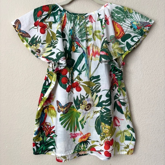 J. Crew Flutter Sleeve Novelty Print Popover Top Ratti Into the Wild - Picture 12 of 13